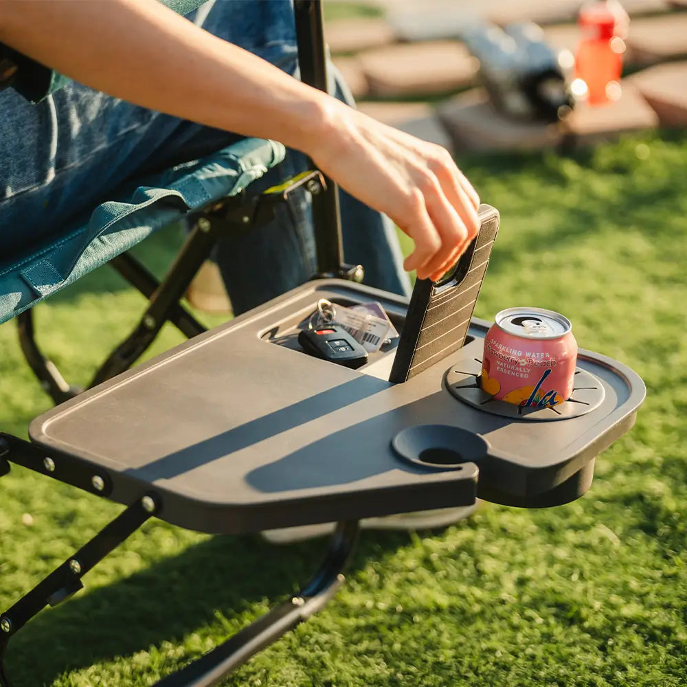 Heavy-Duty Freestyle Stowaway Rocker with Side Table - Choice 253 - Patented Spring-Action Rocking Chair for Camping Detail