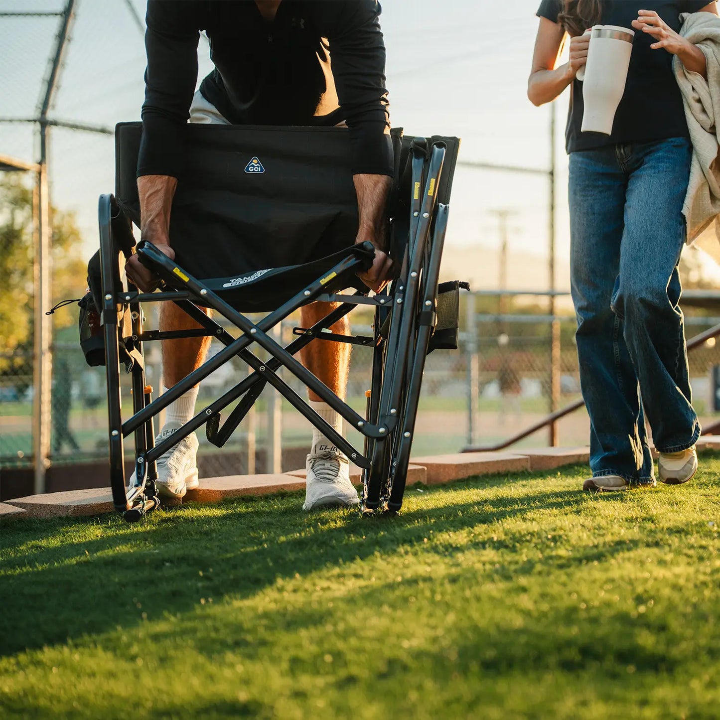 Premium All-Weather Tandem Rocker - Choice 227 - Freestyle Rocker Portable Outdoor Folding Chair Detail