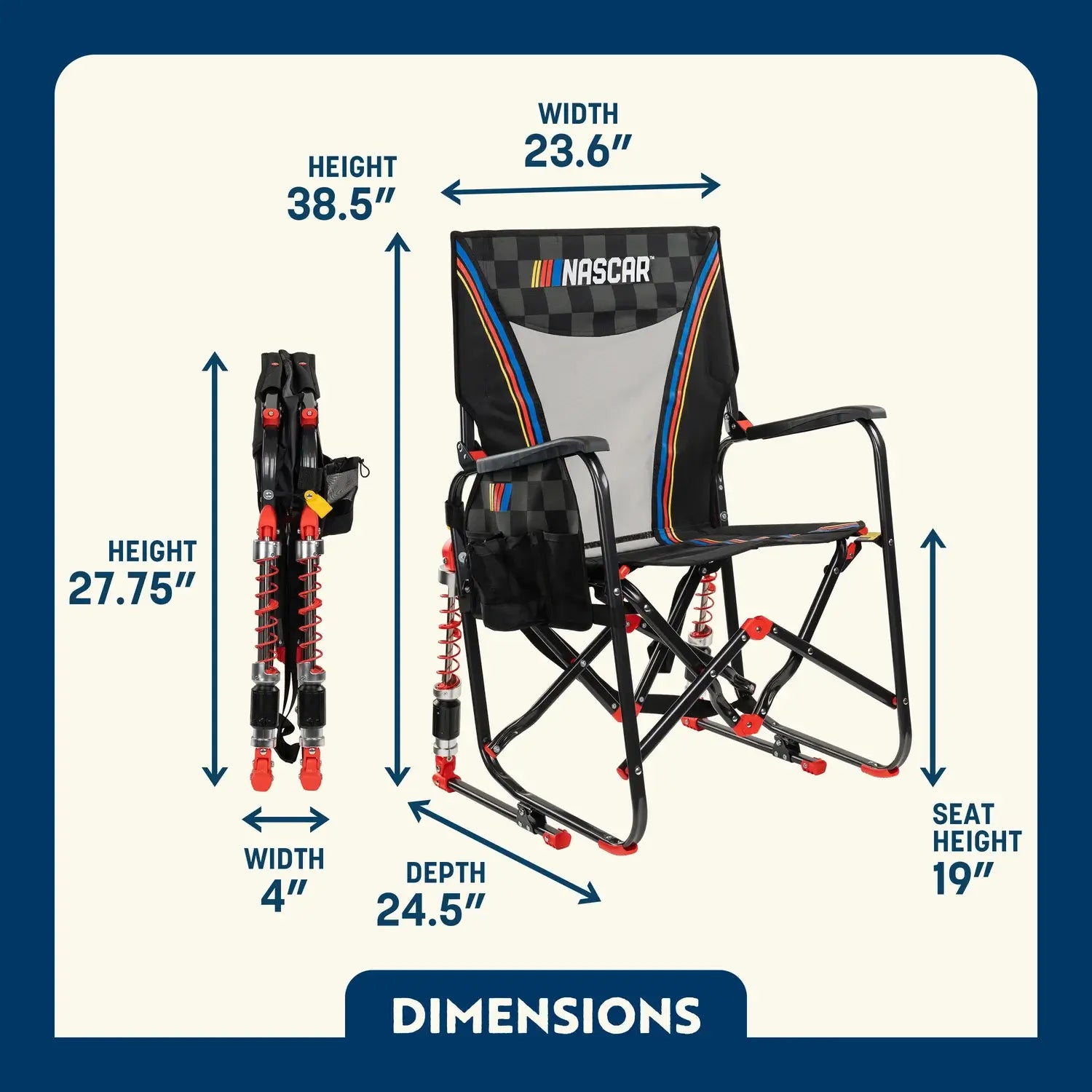 Heavy-Duty Freestyle Adjustable Rocker - NASCAR - Choice 899 - Heavy-Duty Kickback Rocker with Beverage Holder Detail