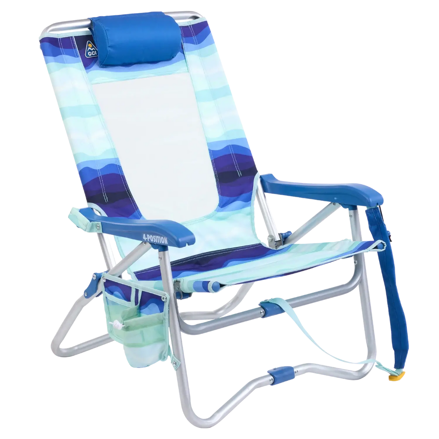 Sand-Friendly Bi-Fold Beach Chair - Choice 601 - Rust-Resistant Aluminum Sand-Friendly Lounge Chair - Wave