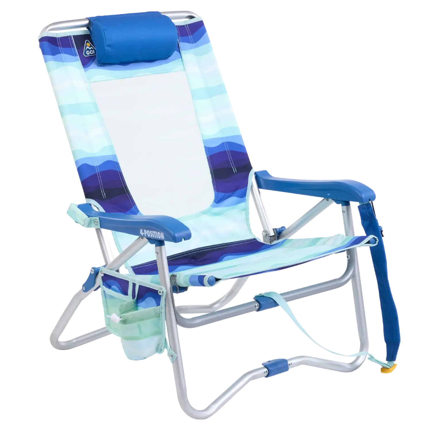Sand-Friendly Bi-Fold Beach Chair - Choice 601 - Rust-Resistant Aluminum Sand-Friendly Lounge Chair - Wave