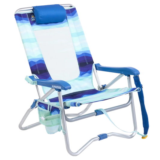 Sand-Friendly Bi-Fold Beach Chair - Choice 601 - Rust-Resistant Aluminum Sand-Friendly Lounge Chair - Wave