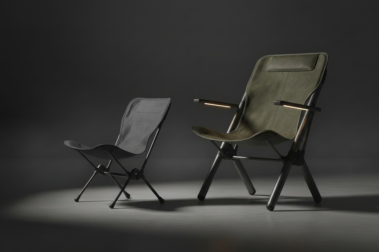 Clean camping chairs dark background