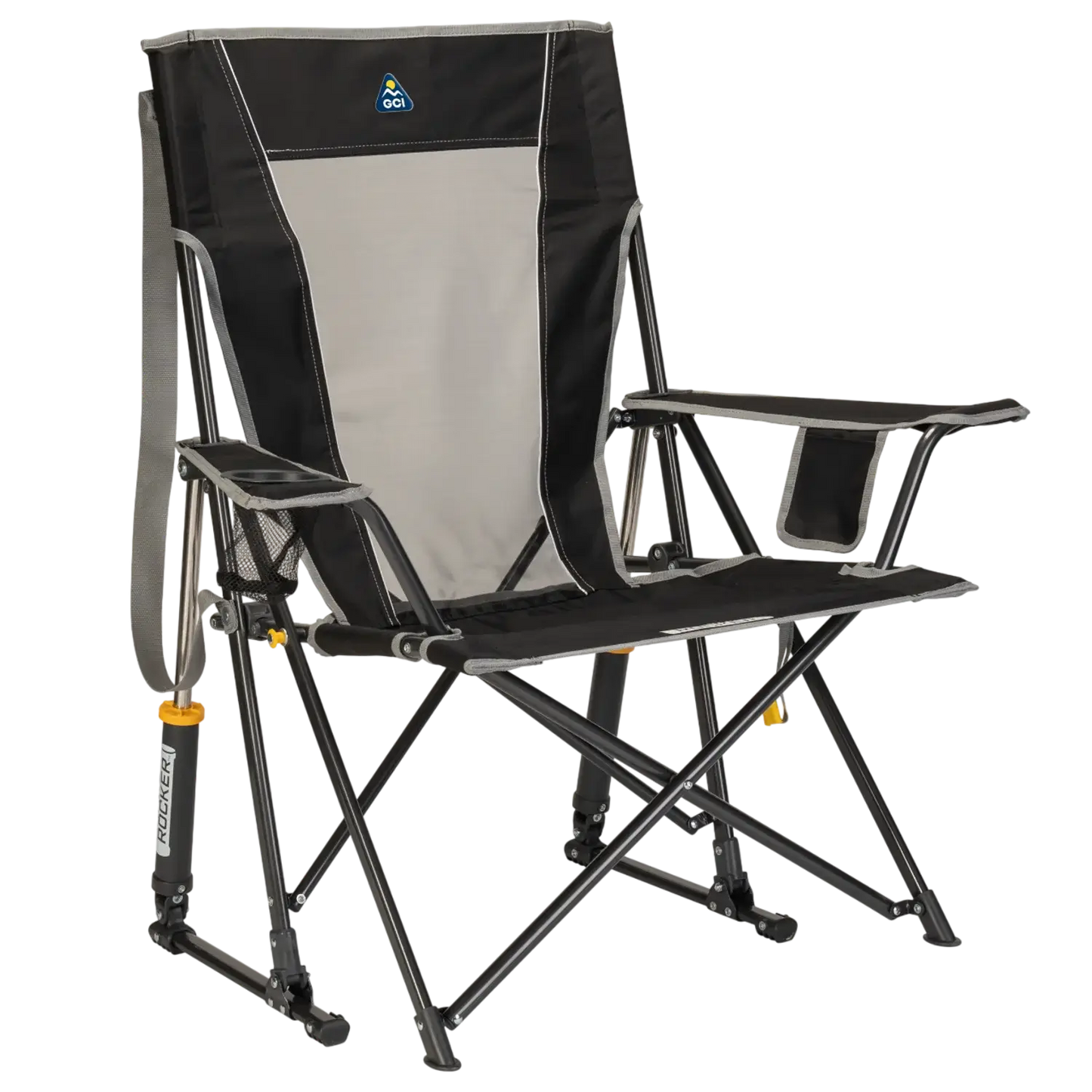 Luxury Camp Comfort Pro Rocker - Choice 375 - Patented Spring-Action Rocking Chair for Camping - Black