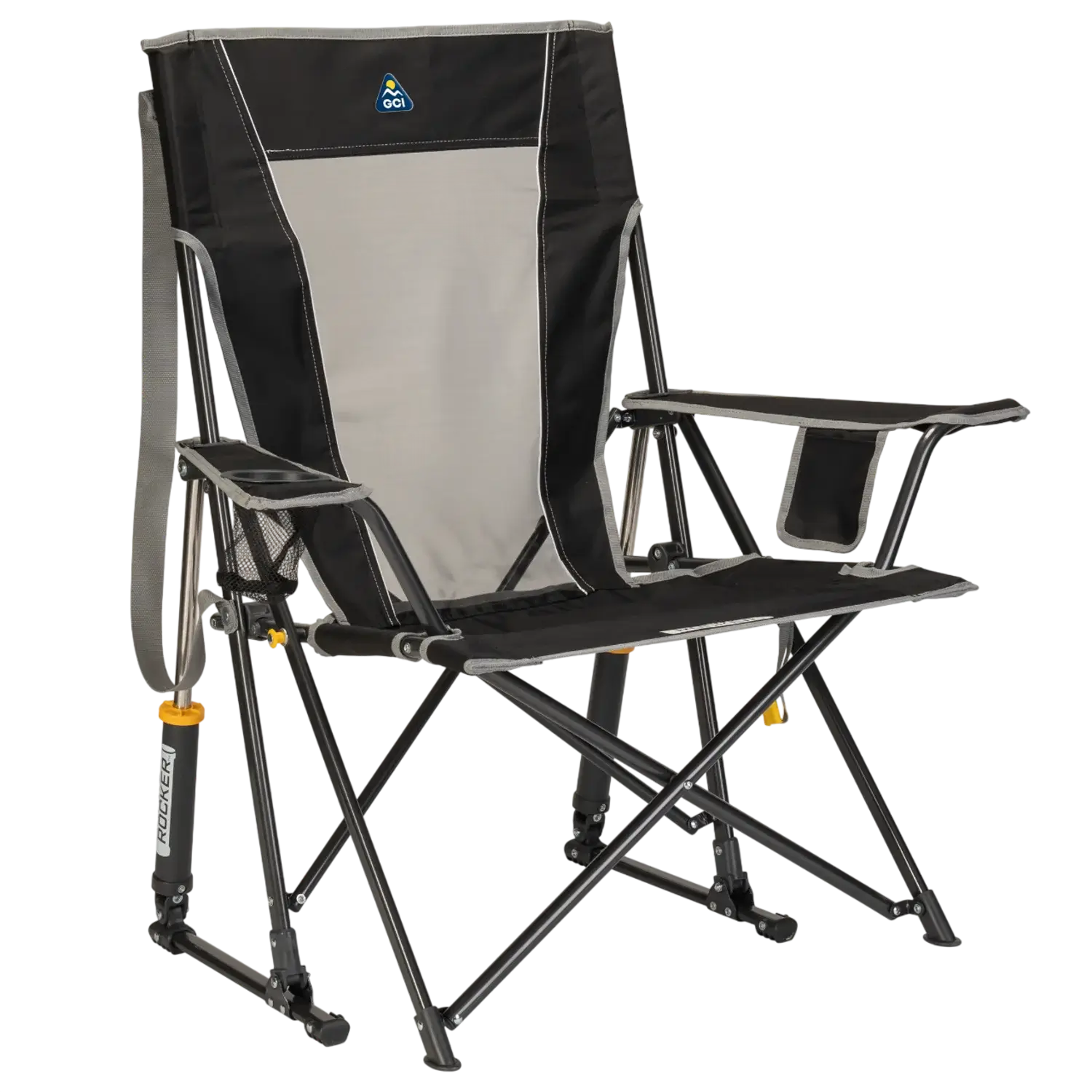 Luxury Camp Comfort Pro Rocker - Choice 375 - Patented Spring-Action Rocking Chair for Camping - Black