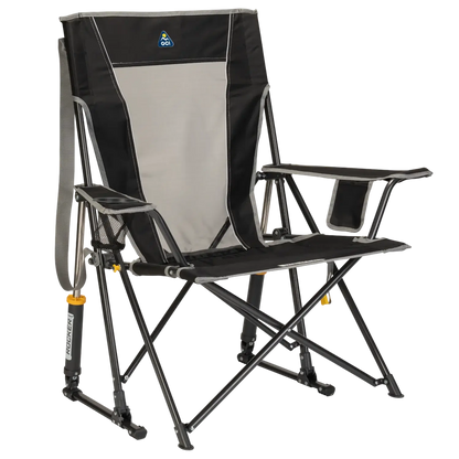 Luxury Camp Comfort Pro Rocker - Choice 375 - Patented Spring-Action Rocking Chair for Camping - Black
