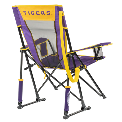 Premium All-Weather College Comfort Pro Rocker - LSU Tigers - Choice 880 - Patented Spring-Action Rocking Chair for Camping Detail