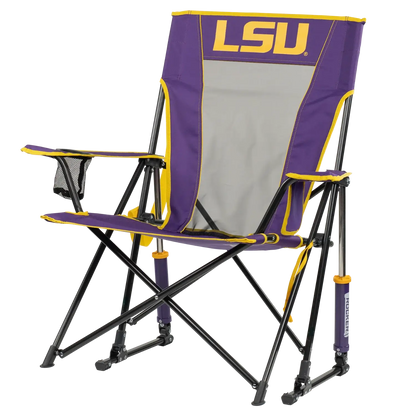 Premium All-Weather College Comfort Pro Rocker - LSU Tigers - Choice 880 - Patented Spring-Action Rocking Chair for Camping Detail