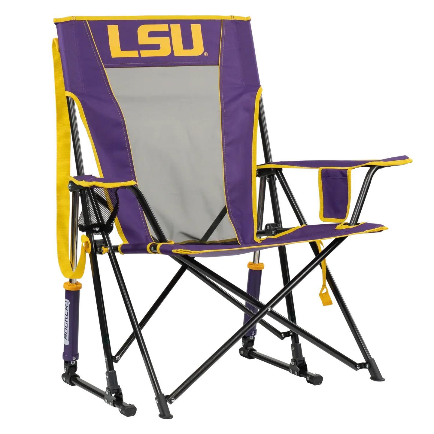 Premium All-Weather College Comfort Pro Rocker - LSU Tigers - Choice 880 - Patented Spring-Action Rocking Chair for Camping - Default Title