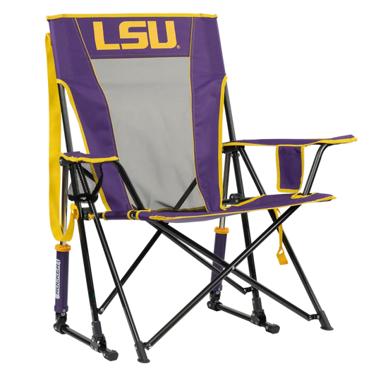 Premium All-Weather College Comfort Pro Rocker - LSU Tigers - Choice 880 - Patented Spring-Action Rocking Chair for Camping - Default Title