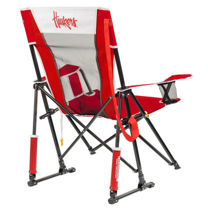 Premium All-Weather College Comfort Pro Rocker - Nebraska Cornhuskers - Choice 161 - Heavy-Duty Kickback Rocker with Beverage Holder Detail