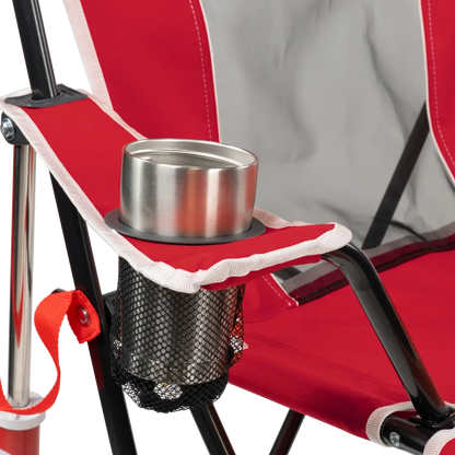 Premium All-Weather College Comfort Pro Rocker - Nebraska Cornhuskers - Choice 161 - Heavy-Duty Kickback Rocker with Beverage Holder Detail