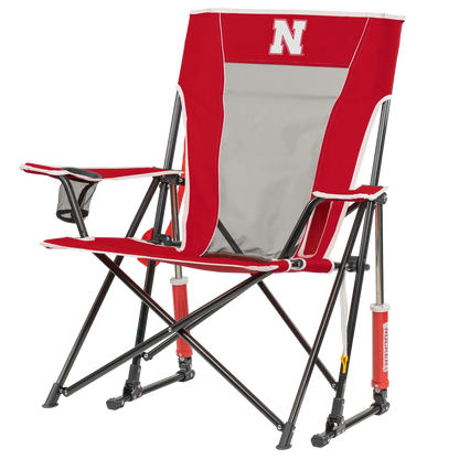 Premium All-Weather College Comfort Pro Rocker - Nebraska Cornhuskers - Choice 161 - Heavy-Duty Kickback Rocker with Beverage Holder Detail