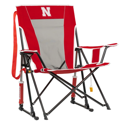 Premium All-Weather College Comfort Pro Rocker - Nebraska Cornhuskers - Choice 161 - Heavy-Duty Kickback Rocker with Beverage Holder - Default Title