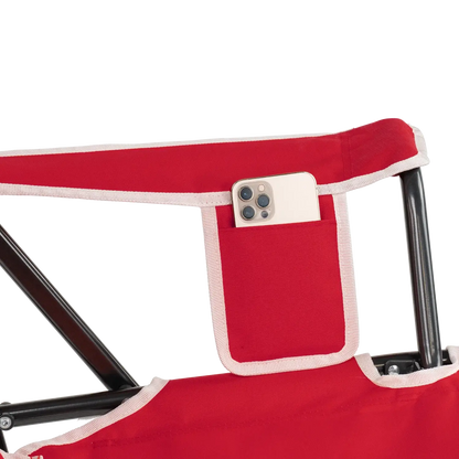 Premium All-Weather College Comfort Pro Rocker - Nebraska Cornhuskers - Choice 161 - Heavy-Duty Kickback Rocker with Beverage Holder Detail