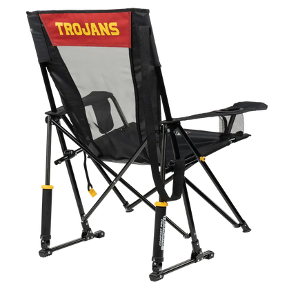 Luxury Camp College Comfort Pro Rocker - USC Trojans - Choice 856 - Patented Spring-Action Rocking Chair for Camping Detail