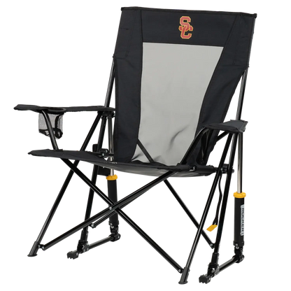 Luxury Camp College Comfort Pro Rocker - USC Trojans - Choice 856 - Patented Spring-Action Rocking Chair for Camping Detail