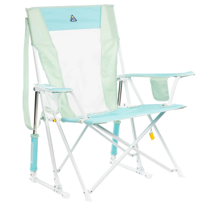 Luxury Camp Comfort Pro Rocker - Choice 375 - Patented Spring-Action Rocking Chair for Camping - Pastel Green