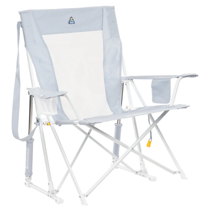 Patented Spring-Action Comfort Pro Rocker XL - Choice 107 - Heavy-Duty Kickback Rocker with Beverage Holder - Heathered Light Blue