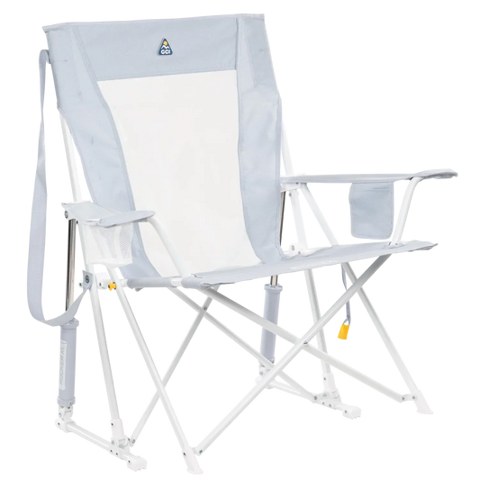 Patented Spring-Action Comfort Pro Rocker XL - Choice 107 - Heavy-Duty Kickback Rocker with Beverage Holder - Heathered Light Blue