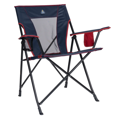 Ultra-Compact Comfort Quad Chair - Choice 989 - Space-Saving Micro-Folding Chair for Backpacking - Indigo/Red