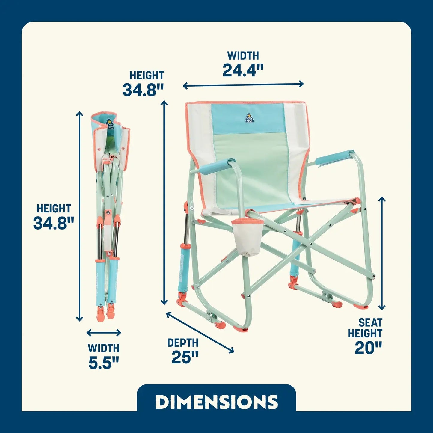 Premium All-Weather Freestyle Rocker - Choice 711 - Freestyle Rocker Portable Outdoor Folding Chair Detail