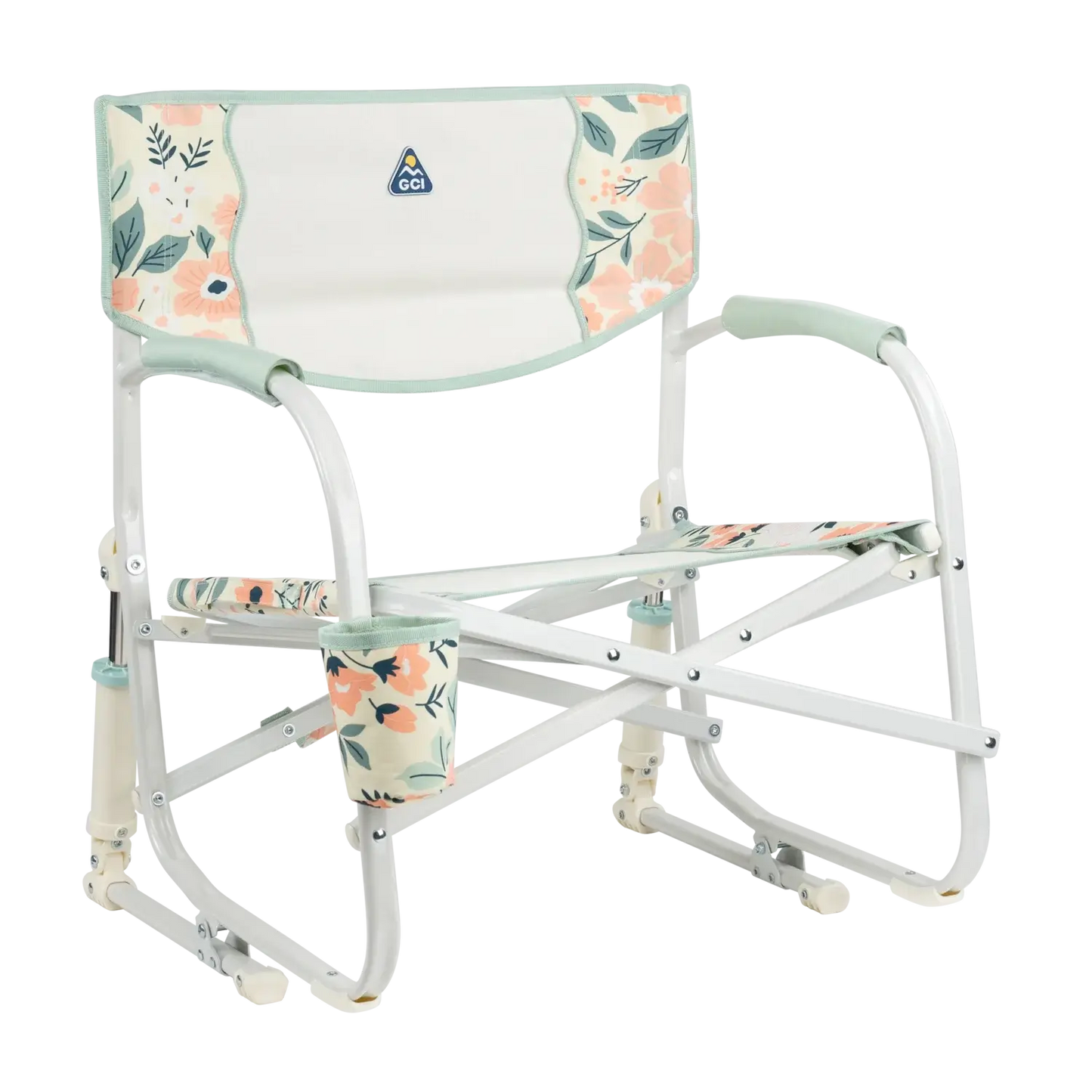 Luxury Camp Grab & Go Rocker - Choice 551 - Freestyle Rocker Portable Outdoor Folding Chair - Floral Bouquet