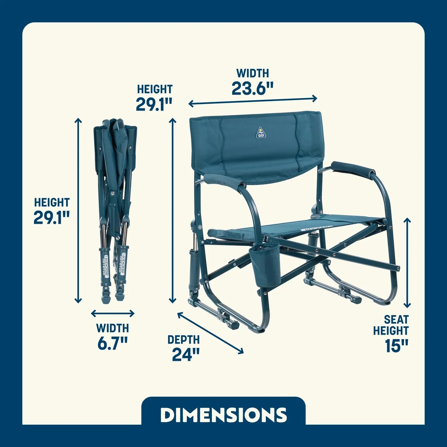 Luxury Camp Grab & Go Rocker - Choice 551 - Freestyle Rocker Portable Outdoor Folding Chair Detail