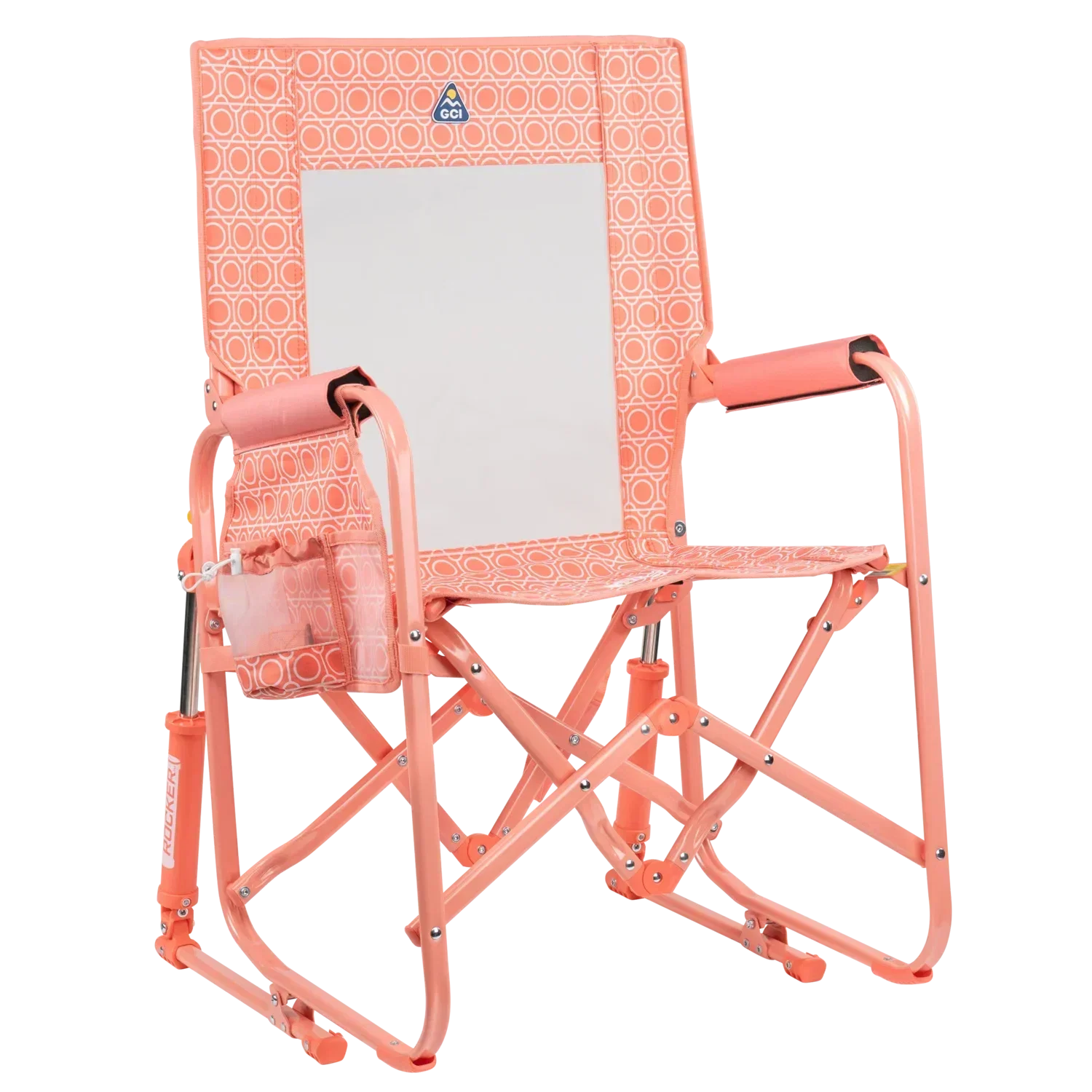 Heavy-Duty Freestyle Stowaway Rocker - Choice 794 - Patented Spring-Action Rocking Chair for Camping - Coral Mosaic
