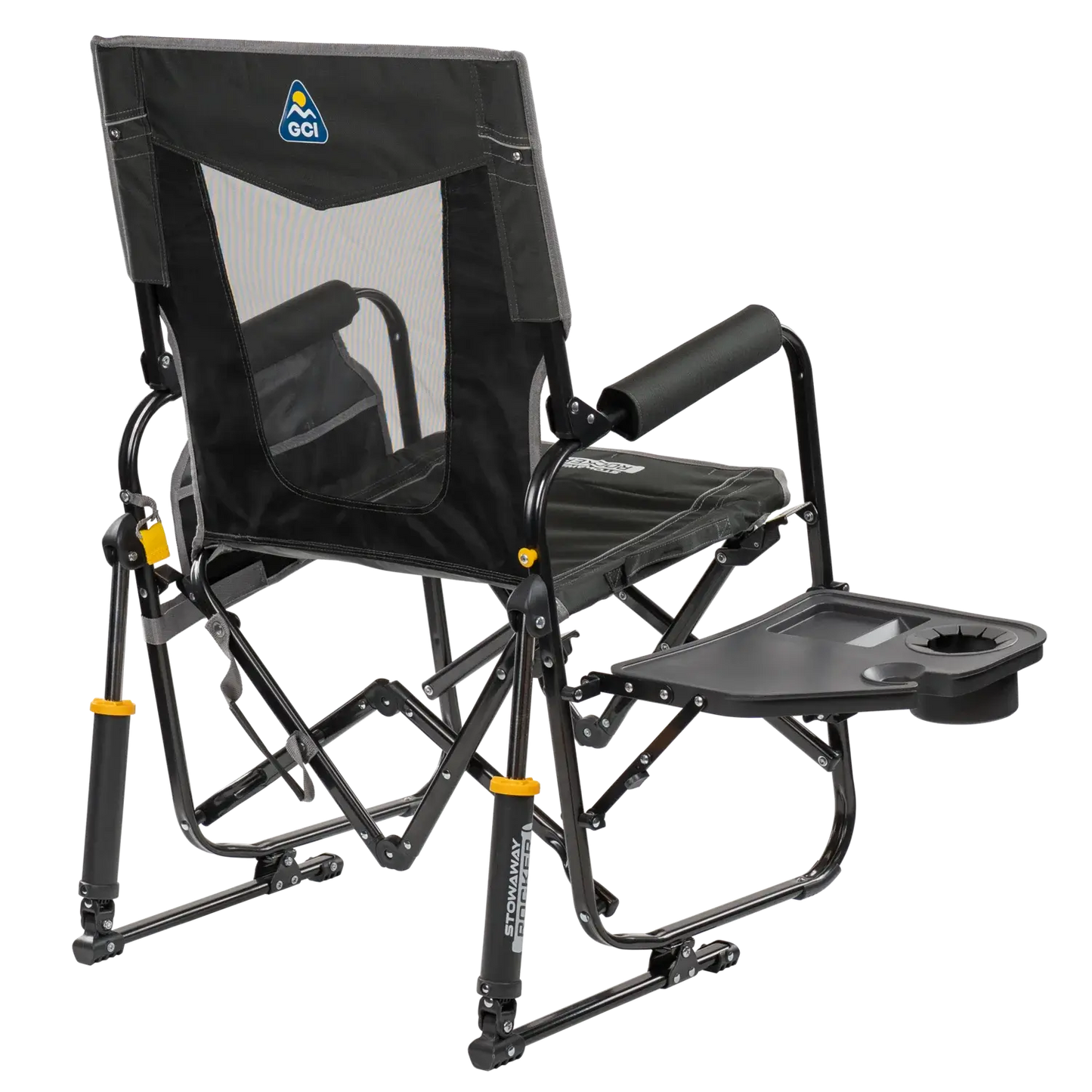 Heavy-Duty Freestyle Stowaway Rocker with Side Table - Choice 253 - Patented Spring-Action Rocking Chair for Camping Detail