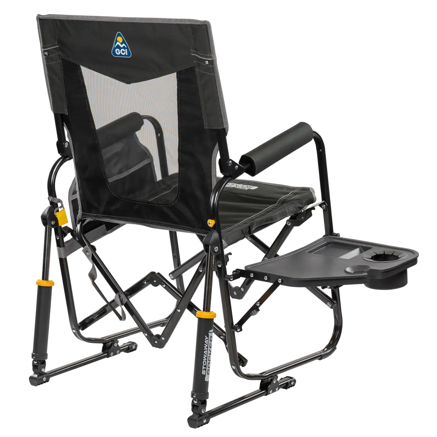 Heavy-Duty Freestyle Stowaway Rocker with Side Table - Choice 253 - Patented Spring-Action Rocking Chair for Camping Detail