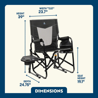 Heavy-Duty Freestyle Stowaway Rocker with Side Table - Choice 253 - Patented Spring-Action Rocking Chair for Camping Detail