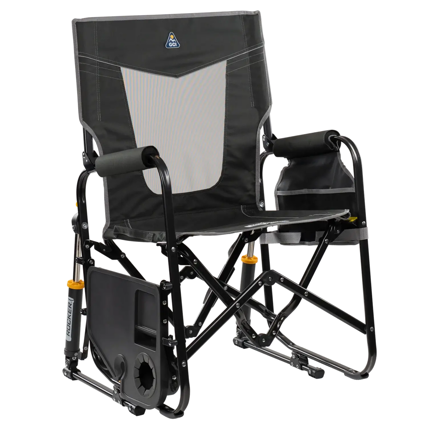 Heavy-Duty Freestyle Stowaway Rocker with Side Table - Choice 253 - Patented Spring-Action Rocking Chair for Camping Detail