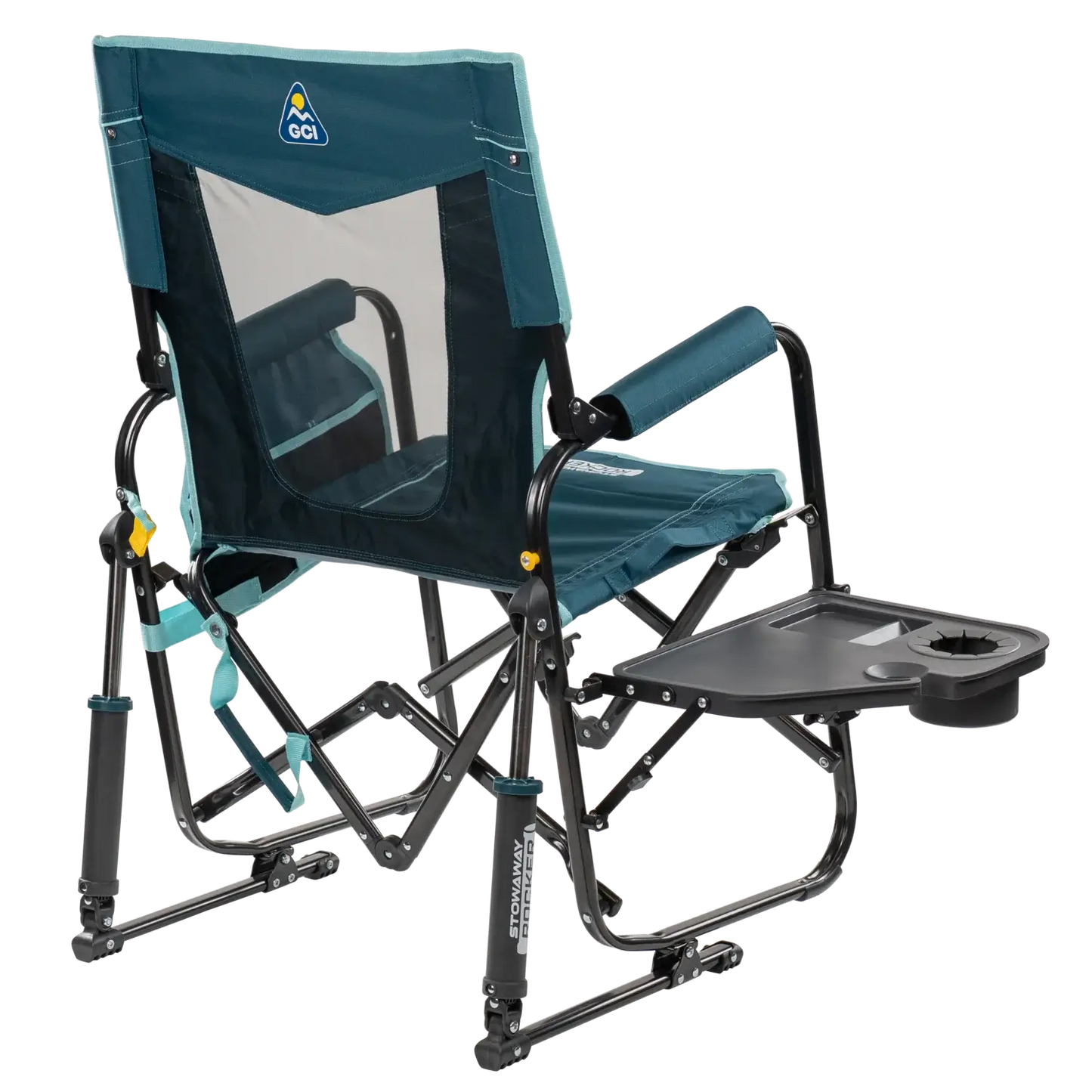 Heavy-Duty Freestyle Stowaway Rocker with Side Table - Choice 253 - Patented Spring-Action Rocking Chair for Camping Detail