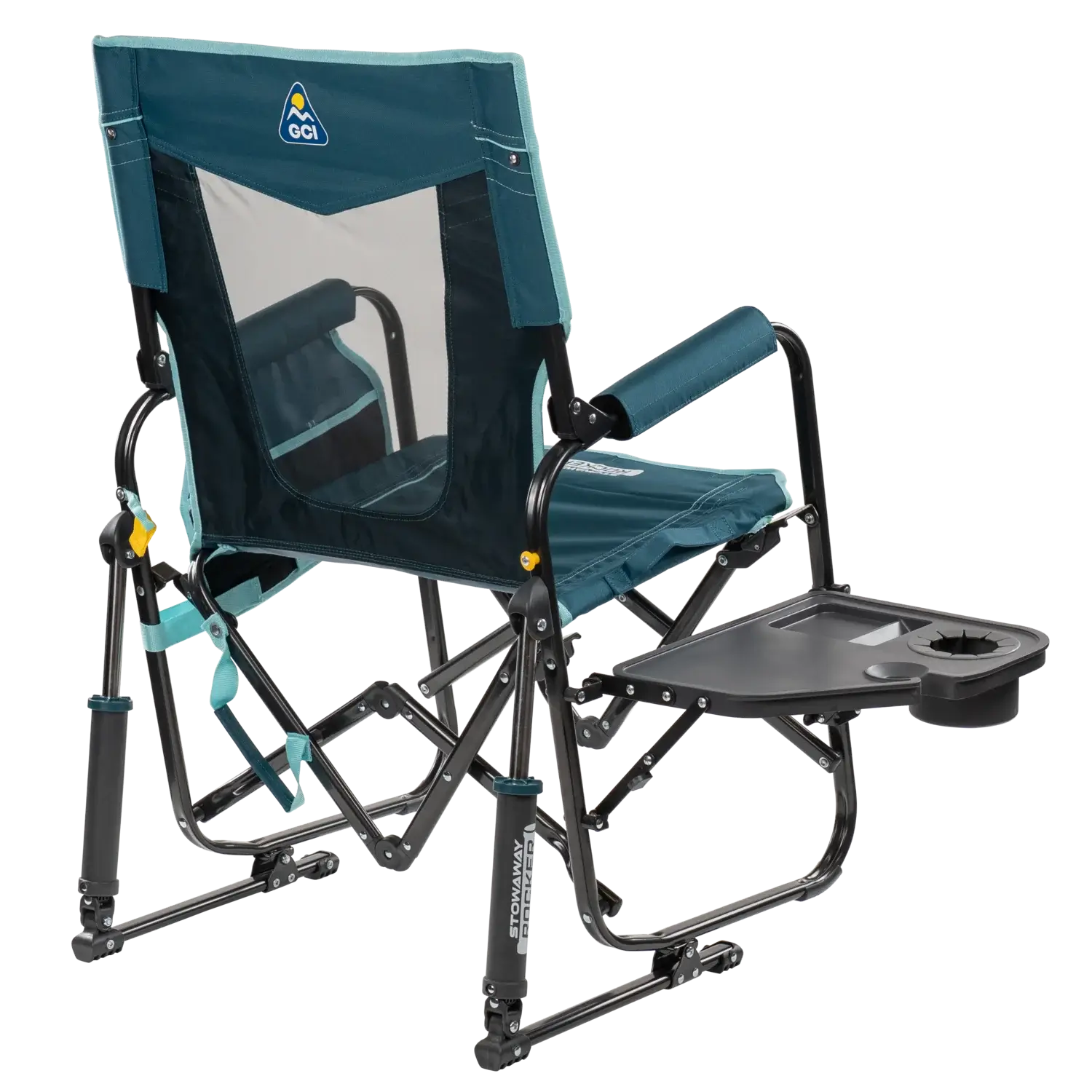 Heavy-Duty Freestyle Stowaway Rocker with Side Table - Choice 253 - Patented Spring-Action Rocking Chair for Camping Detail