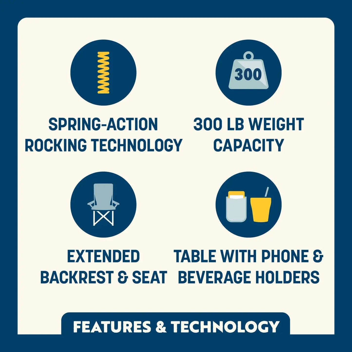 Heavy-Duty Freestyle Stowaway Rocker with Side Table - Choice 253 - Patented Spring-Action Rocking Chair for Camping Detail