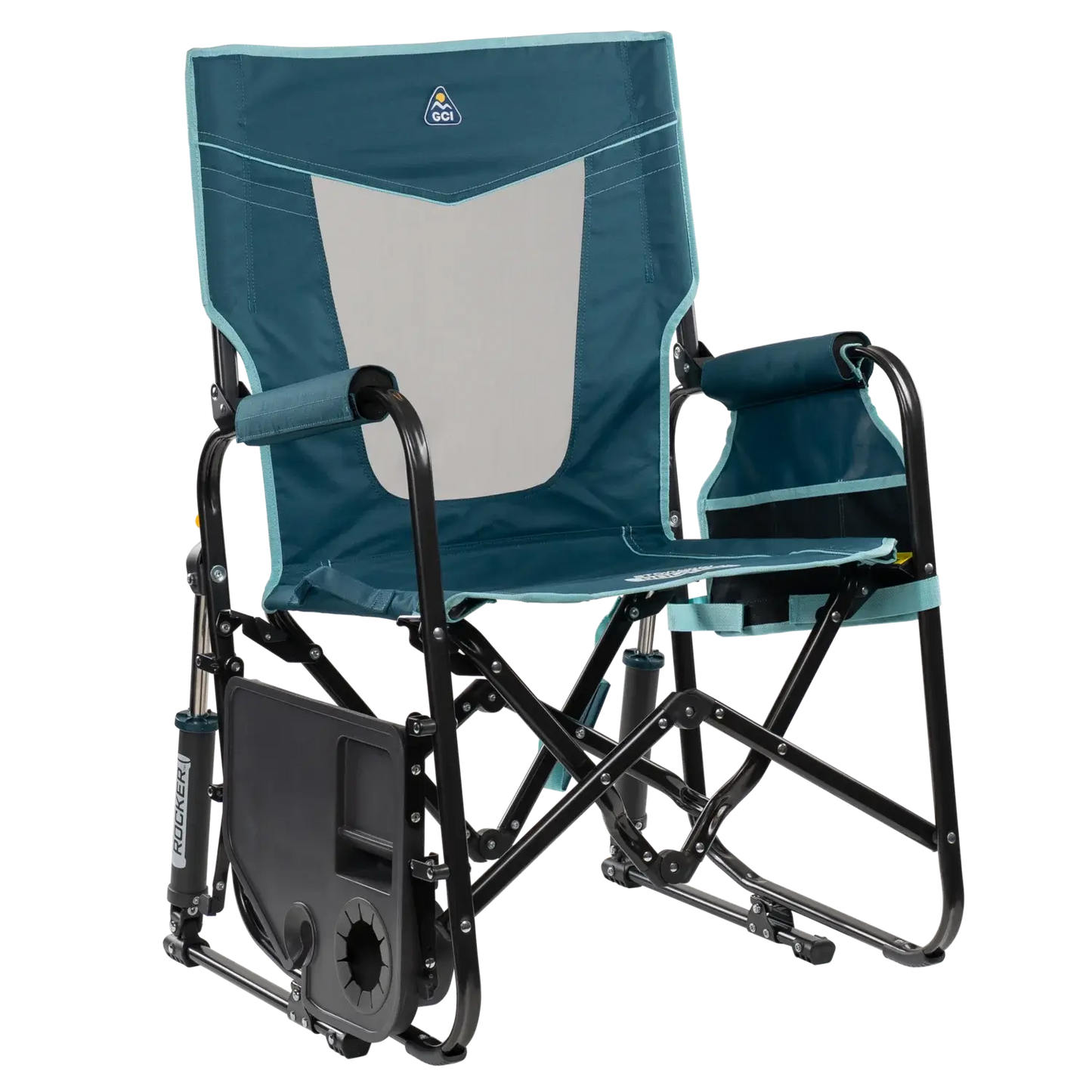 Heavy-Duty Freestyle Stowaway Rocker with Side Table - Choice 253 - Patented Spring-Action Rocking Chair for Camping Detail
