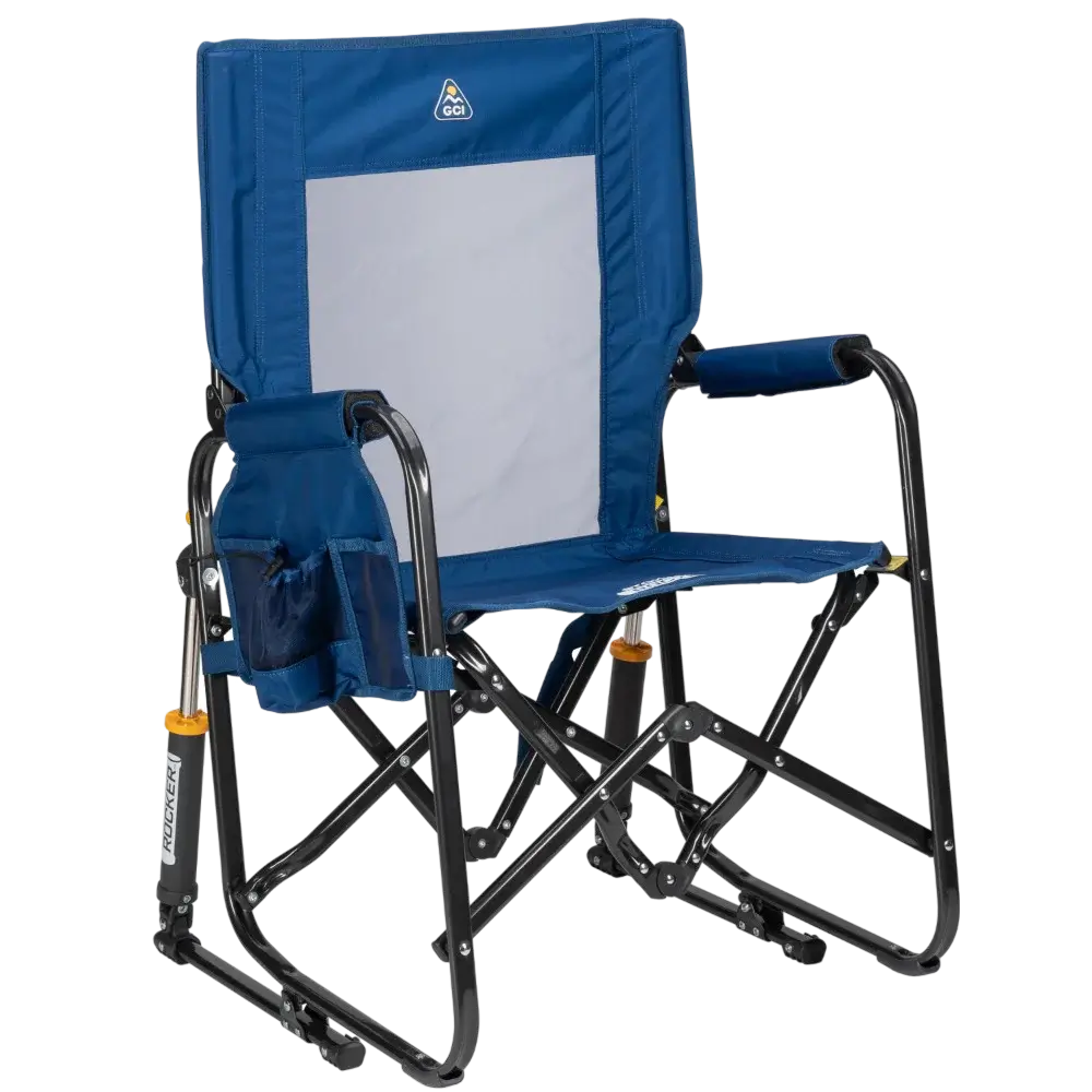 Heavy-Duty Freestyle Stowaway Rocker - Choice 794 - Patented Spring-Action Rocking Chair for Camping - Soft Navy