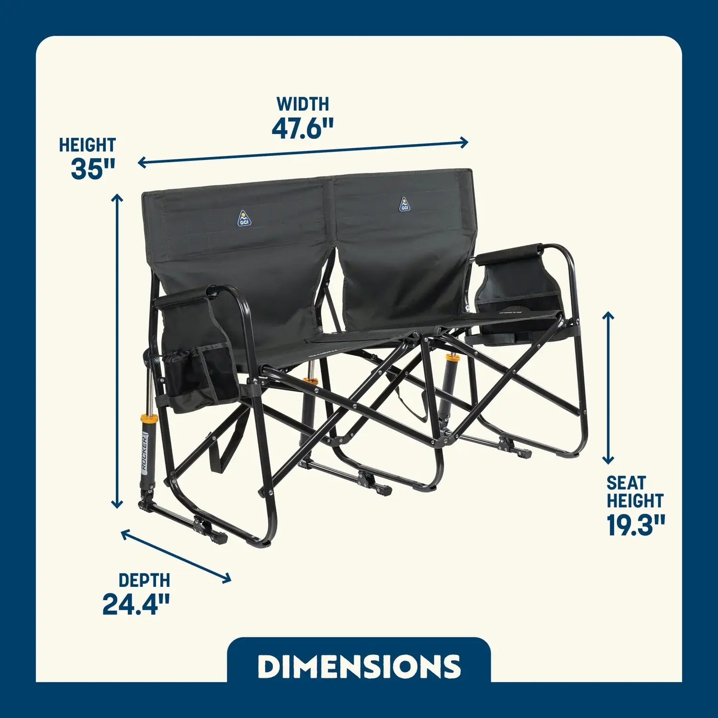 Premium All-Weather Tandem Rocker - Choice 227 - Freestyle Rocker Portable Outdoor Folding Chair Detail