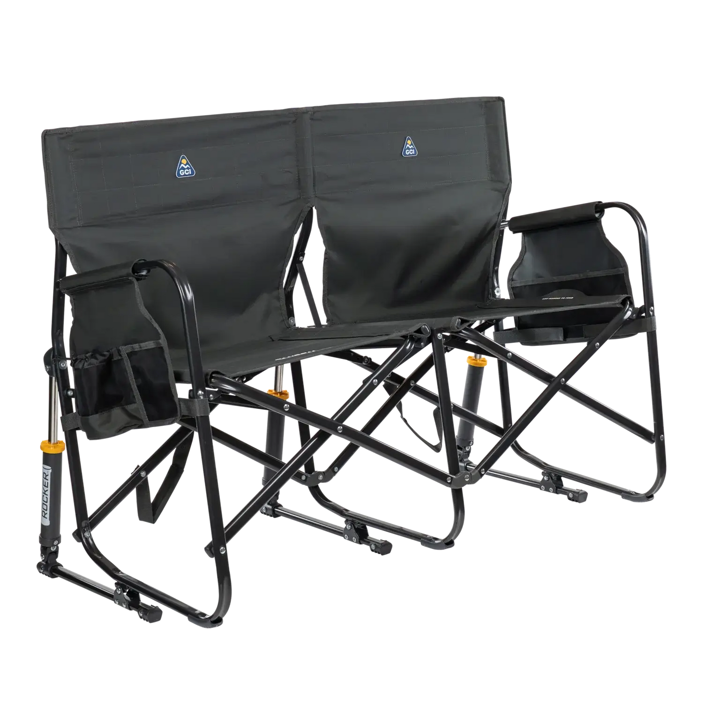 Premium All-Weather Tandem Rocker - Choice 227 - Freestyle Rocker Portable Outdoor Folding Chair - Dark Charcoal