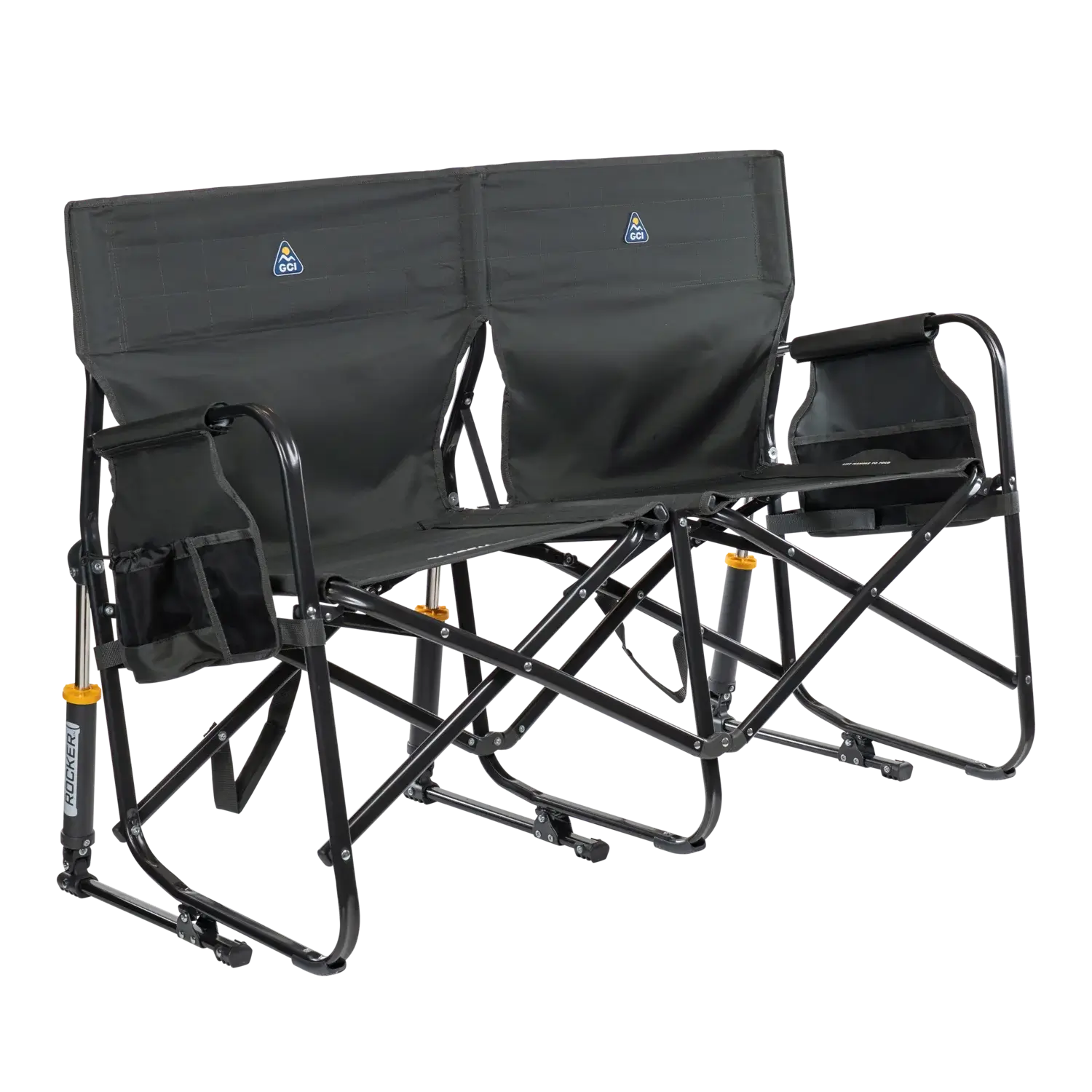 Premium All-Weather Tandem Rocker - Choice 227 - Freestyle Rocker Portable Outdoor Folding Chair - Dark Charcoal